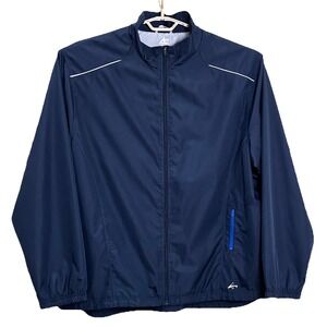Athletech Mens Windbreaker Track Warm Up Jacket 2XL Blue Full Zip Mesh Lined